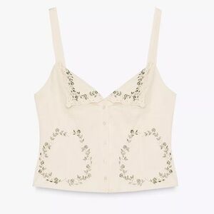 ZARA Embroidered Cotton Poplin Top NWOT